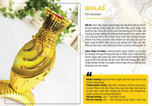 Tinh Dầu Nước Hoa Dubai Sang Trọng Quý Phái Cho Nữ Ikhalas 20ml